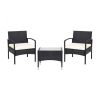 Lawn Backyard Patio Wicker Rattan Furniture 3 Pieces Set With Cushion