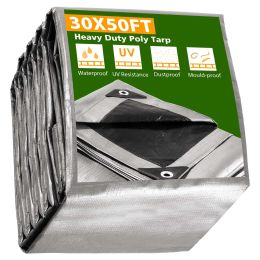 30x50ft Heavy Duty Poly Tarp/ Silver+Black