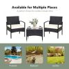 Lawn Backyard Patio Wicker Rattan Furniture 3 Pieces Set With Cushion