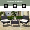 Lawn Backyard Patio Wicker Rattan Furniture 3 Pieces Set With Cushion