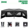 20''x10''(3 x 6m) Four Windows Practical Waterproof Folding Tent Black  XH