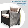 Garden Patio Rattan Armrest Furniture Set Table With Lower Shelf  4 Pcs Set